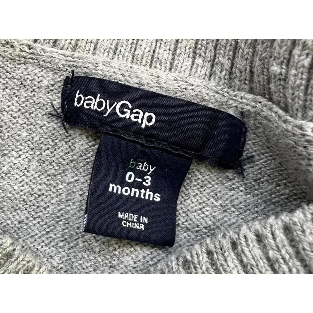 babyGap One-Piece Romper Gray Whale Scarf Knit Sweater Jumpsuit 0-3 Months